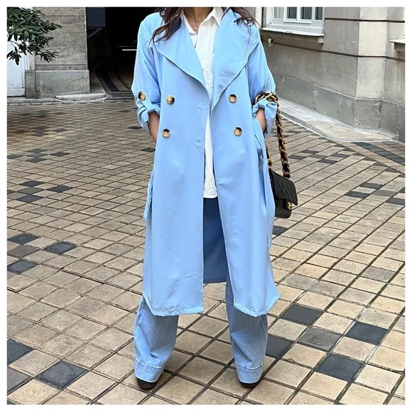 #51 Made in France Fabulous Spring Belted Trench Coat jacket - Picture 3 of 6